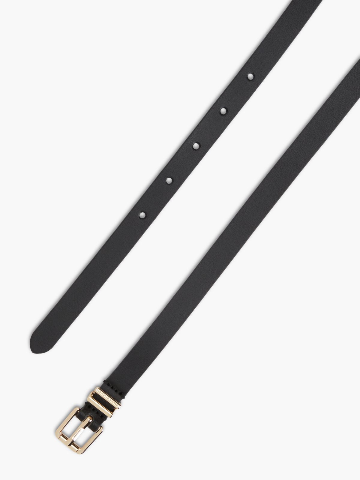 Square Roller Buckle Leather Belt — Black