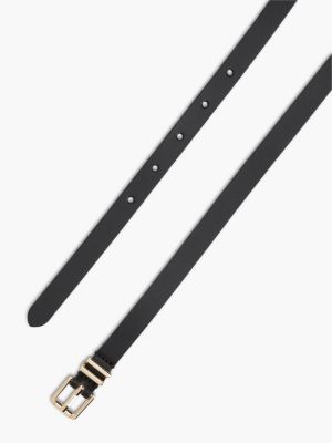 black square roller buckle leather belt for women tommy hilfiger