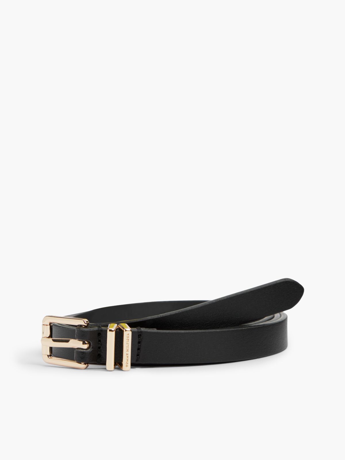 Square Roller Buckle Leather Belt — Black
