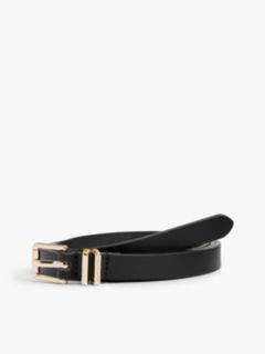 Square Roller Buckle Leather Belt — Black 1