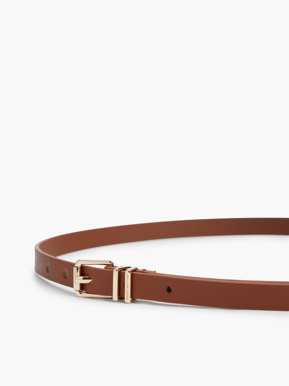 Square Roller Buckle Leather Belt — Brown