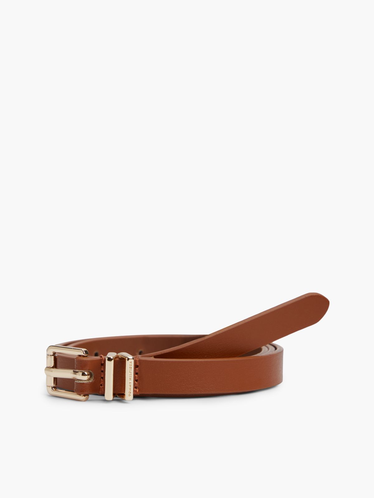 Square Roller Buckle Leather Belt — Brown