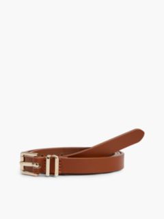 Square Roller Buckle Leather Belt — Brown 1