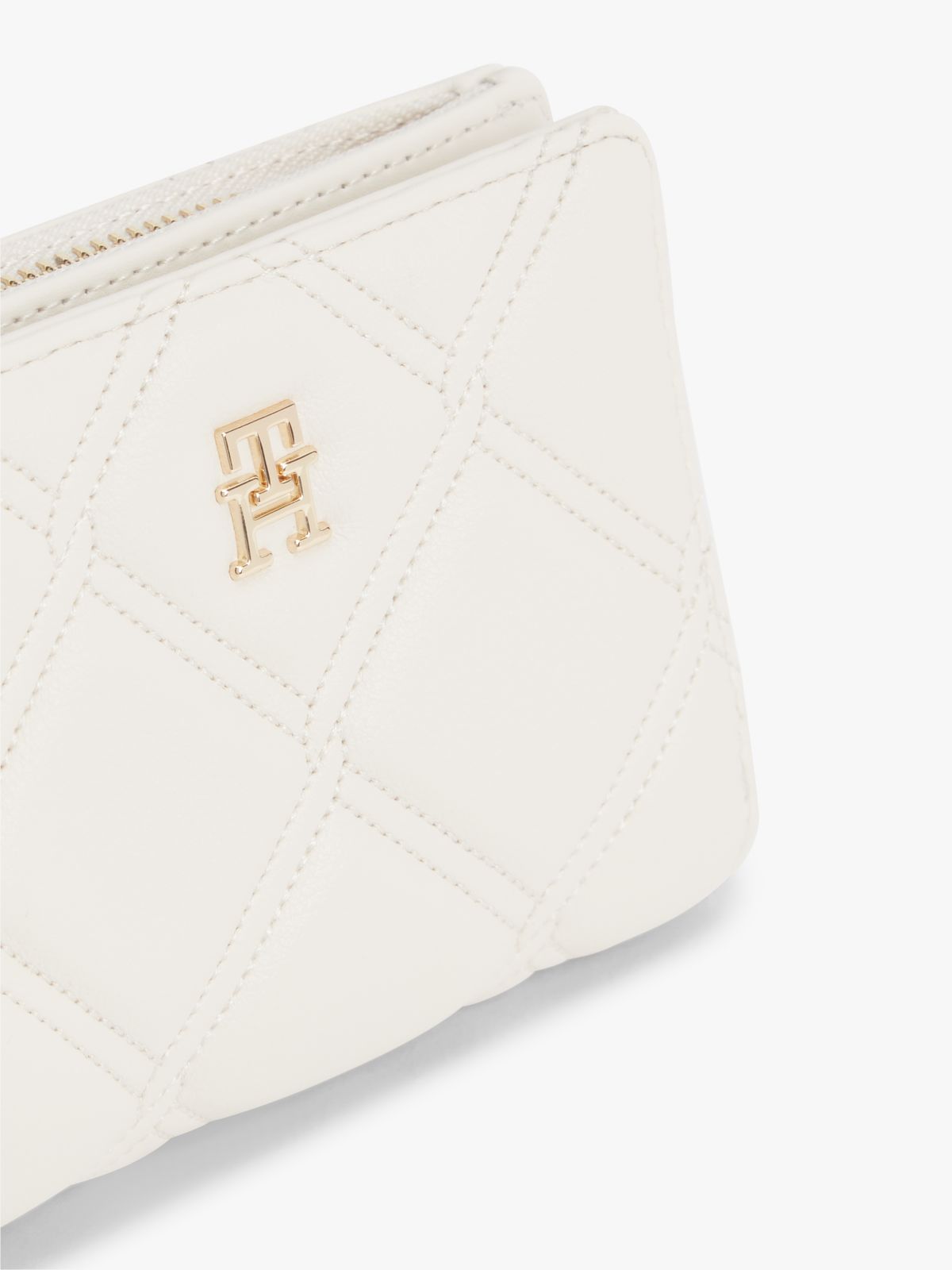 Quilted TH Monogram Bifold Wallet — Beige