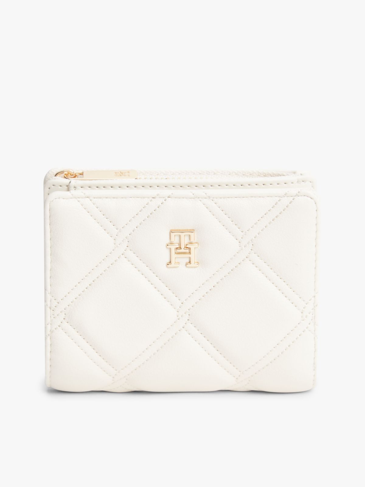 Quilted TH Monogram Bifold Wallet — Beige