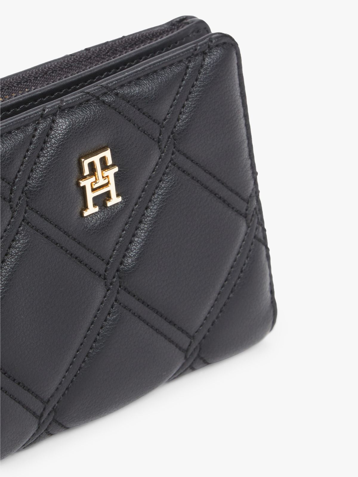 Quilted TH Monogram Bifold Wallet — Black