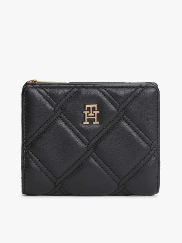Quilted TH Monogram Bifold Wallet — Black