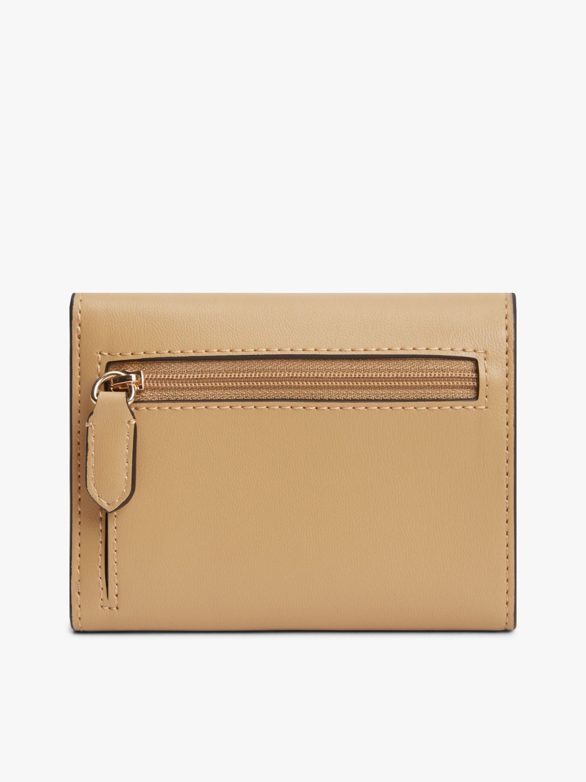 Modern TH Monogram Turn Lock Trifold Wallet — Khaki