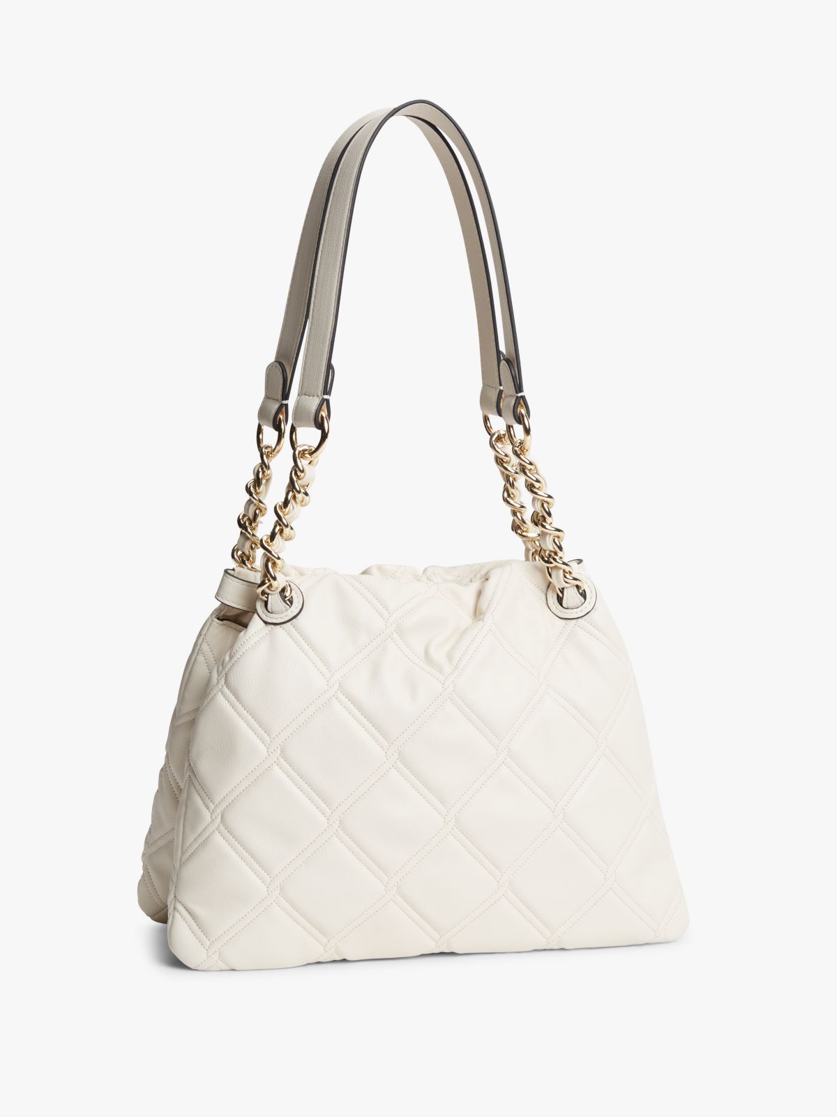 TH Monogram Quilted Tote Bag — Beige