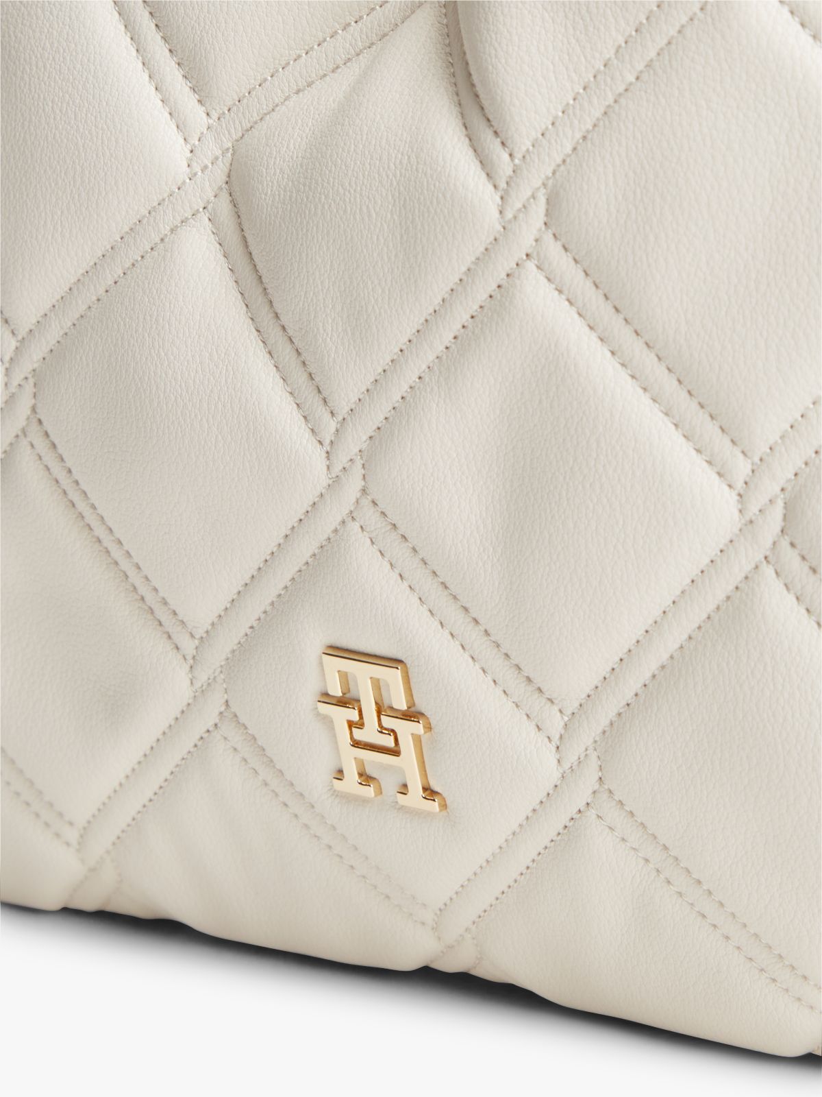 TH Monogram Quilted Tote Bag — Beige