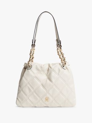 beige th monogram quilted tote bag for women tommy hilfiger