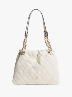 TH Monogram Quilted Tote Bag — Beige 1