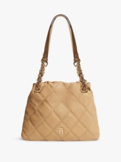 TH Monogram Quilted Tote Bag — Khaki 1