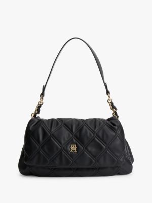 black quilted th monogram shoulder bag for women tommy hilfiger