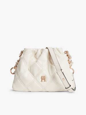 beige quilted chain th monogram crossbody bag for women tommy hilfiger