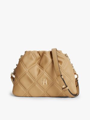 khaki quilted chain th monogram crossbody bag for women tommy hilfiger