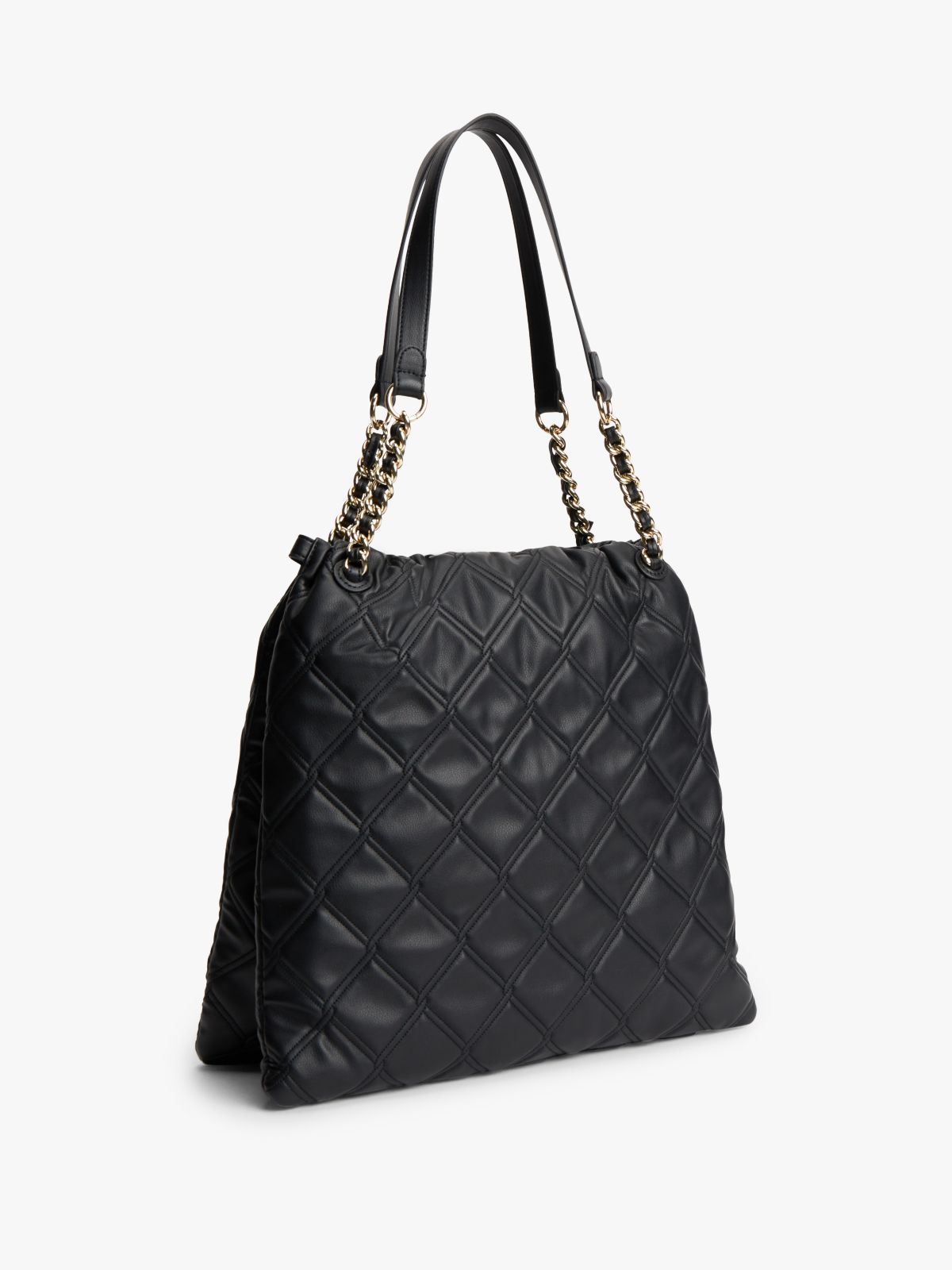 TH Monogram Quilted Tote Bag — Black