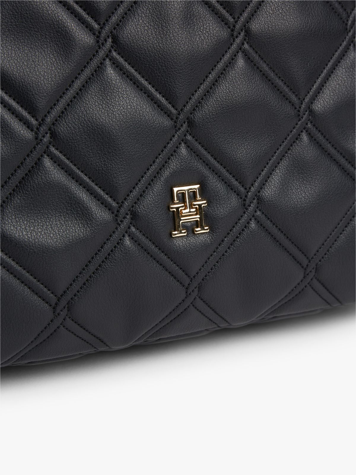 TH Monogram Quilted Tote Bag — Black