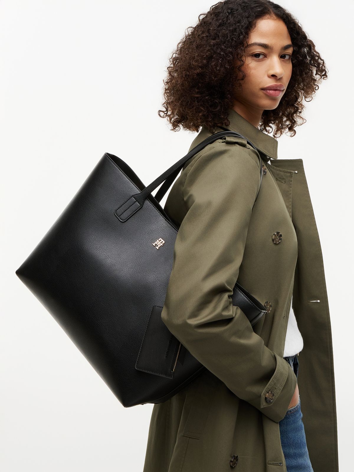 Hilfiger Icon Tote Bag With Detachable Purse — Black