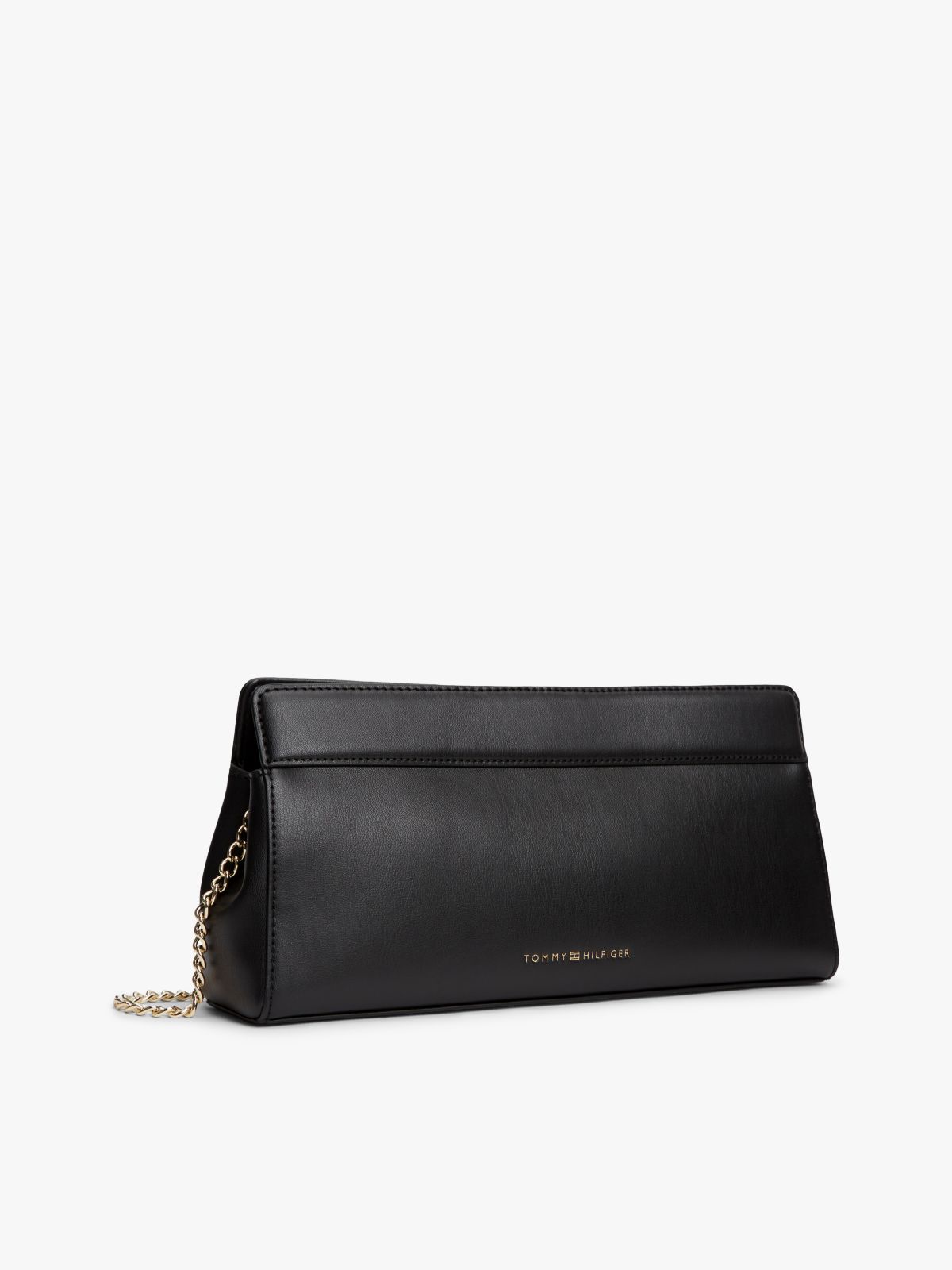 Modern Chain TH Monogram Clasp Clutch — Black