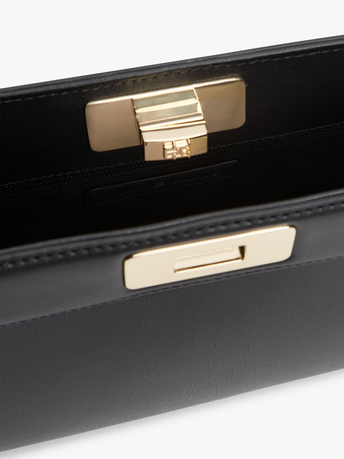 Modern Chain TH Monogram Clasp Clutch — Black
