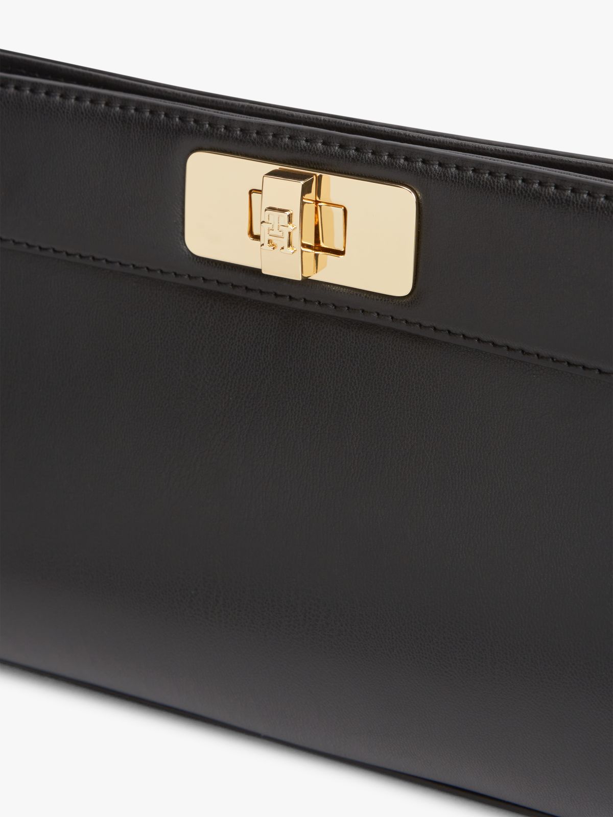 Modern Chain TH Monogram Clasp Clutch — Black