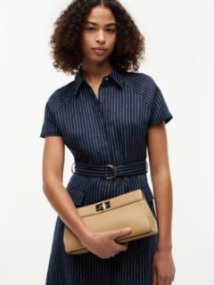 Modern Chain TH Monogram Clasp Clutch — Khaki 2