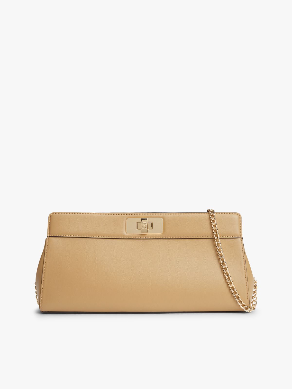 Modern Chain TH Monogram Clasp Clutch — Khaki