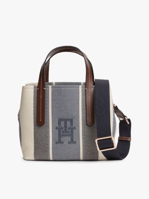 blue city th monogram jacquard satchel for women tommy hilfiger