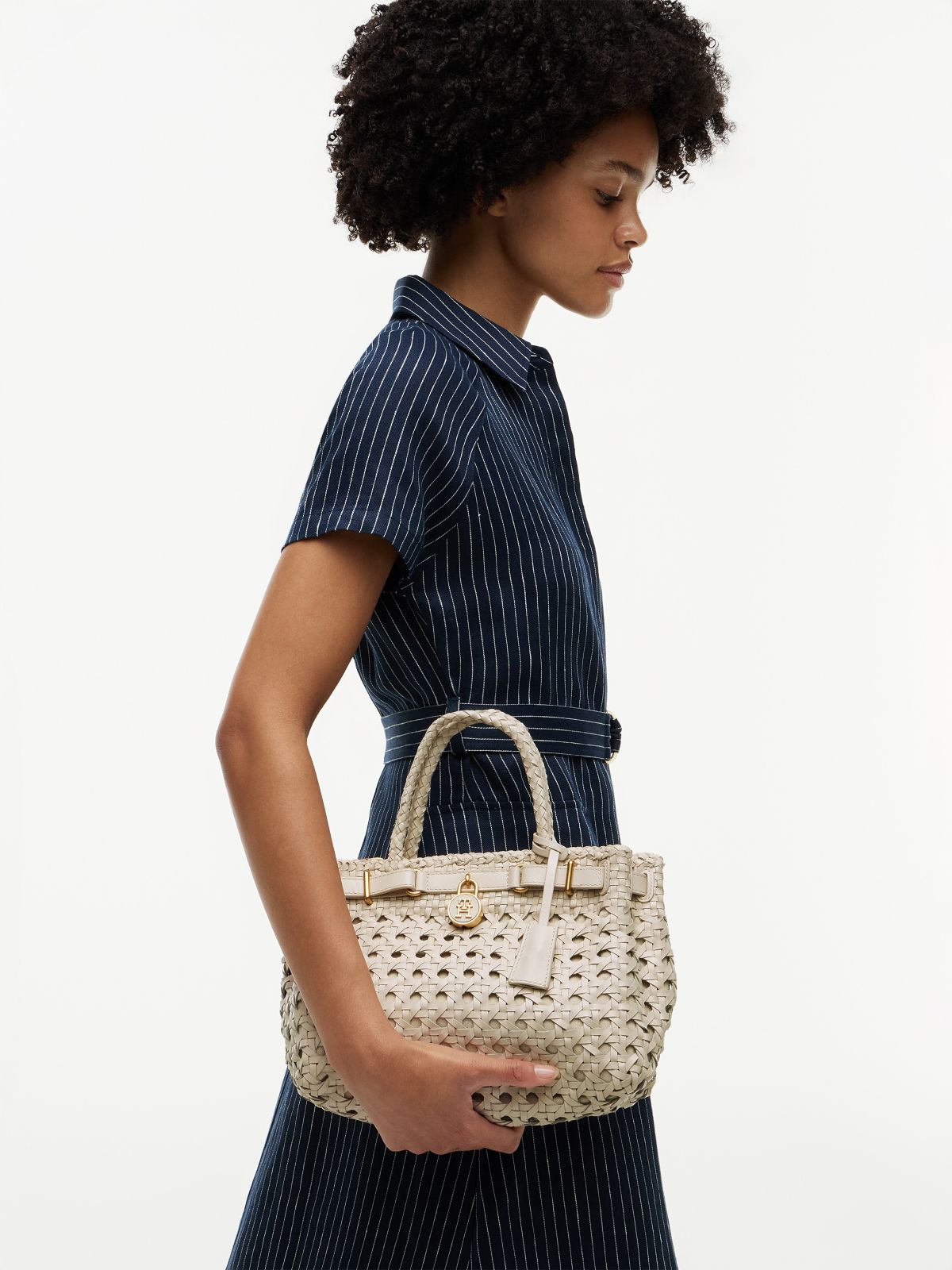 The American Icon Braided Leather Tote Bag — Beige