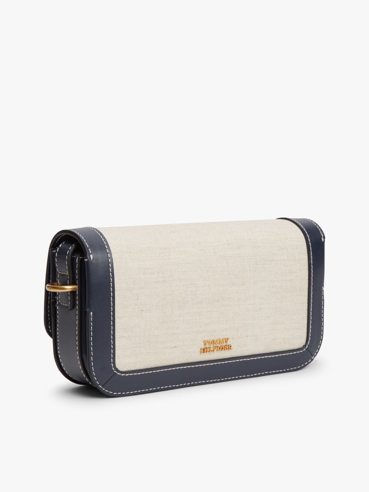 Canvas Leather Trim Crossbody Bag — Multi