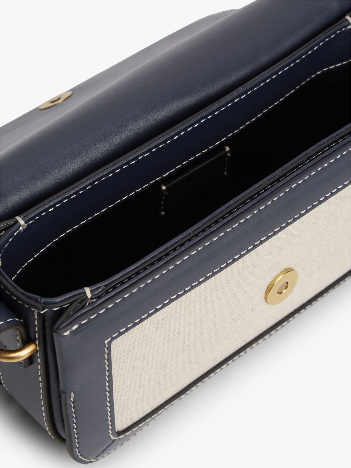 Canvas Leather Trim Crossbody Bag — Multi