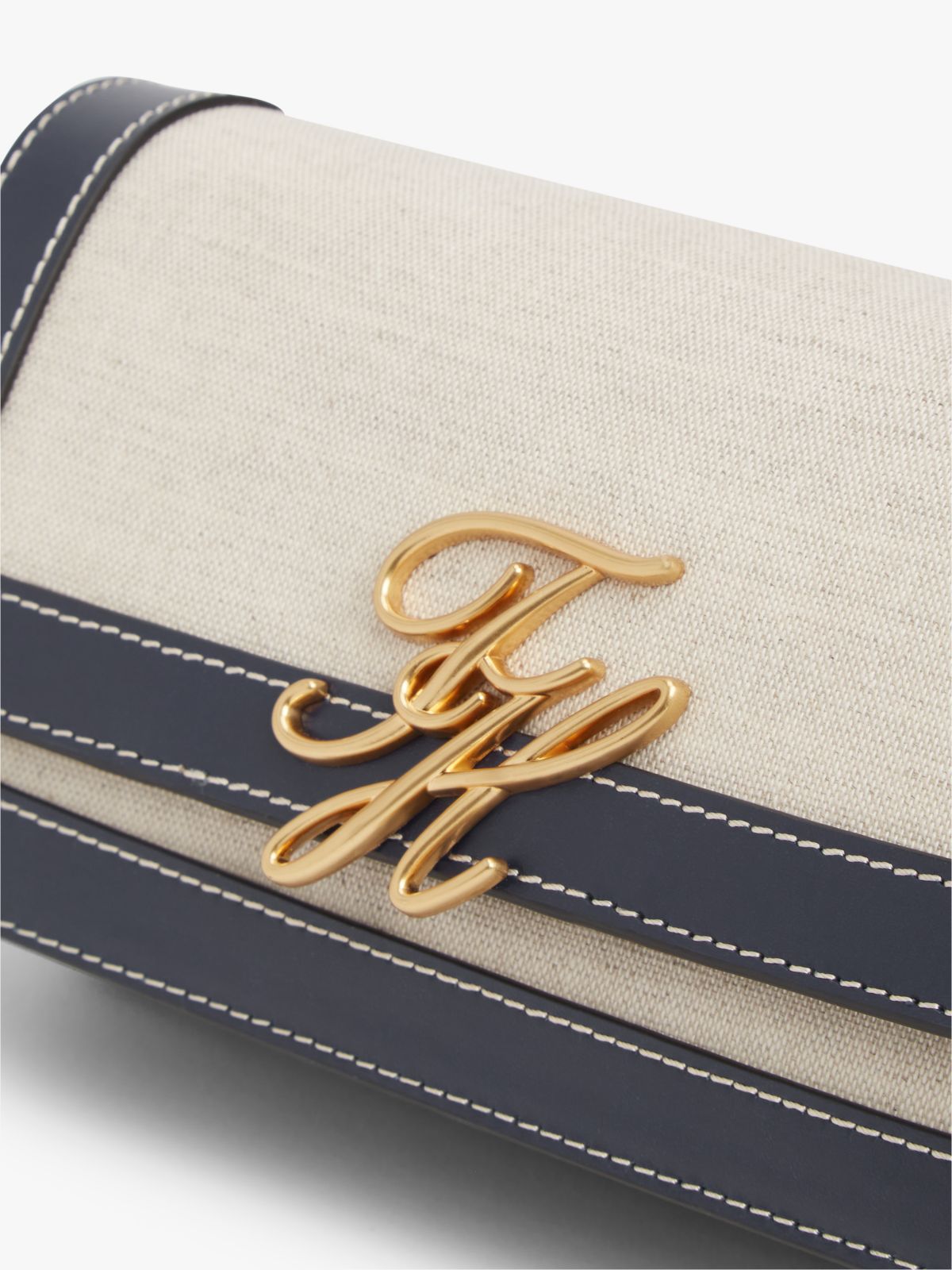 Canvas Leather Trim Crossbody Bag — Multi