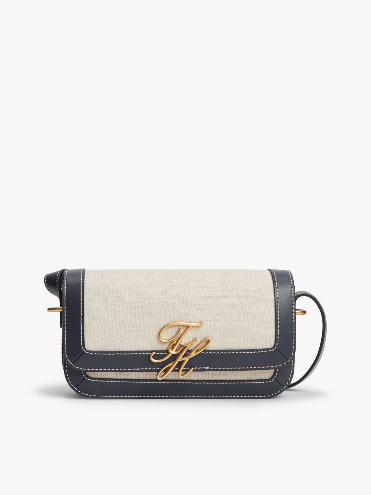 Canvas Leather Trim Crossbody Bag — Multi