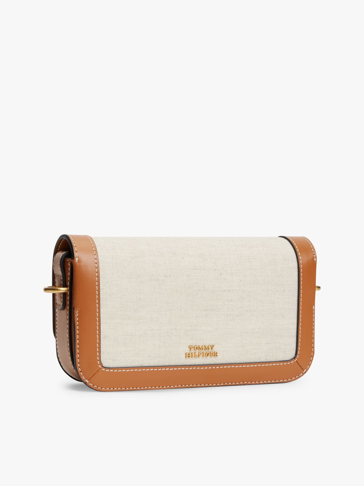 Canvas Leather Trim Crossbody Bag — Multi