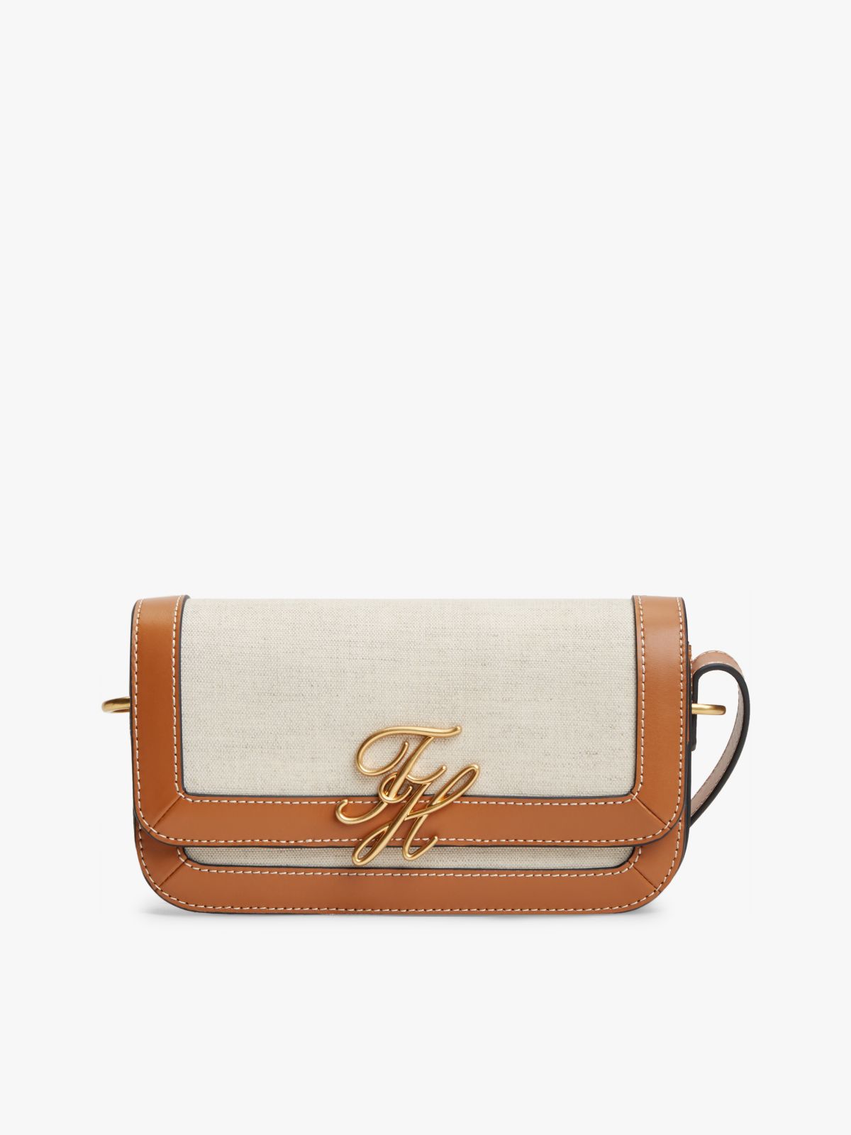 Canvas Leather Trim Crossbody Bag — Multi