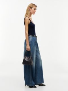 Convertible Leather Crossbody Bucket Bag — Black 2