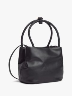 Convertible Leather Crossbody Bucket Bag — Black 3
