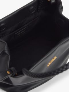 Convertible Leather Crossbody Bucket Bag — Black 4