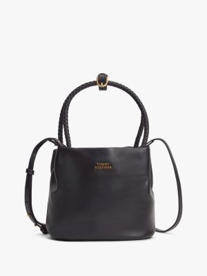 black convertible leather crossbody bucket bag for women tommy hilfiger