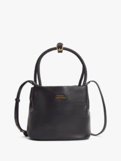 Convertible Leather Crossbody Bucket Bag — Black 1