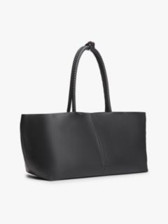 Leather Braided Handle Tote Bag — Black 3
