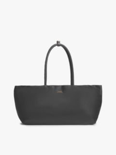 Leather Braided Handle Tote Bag — Black 1