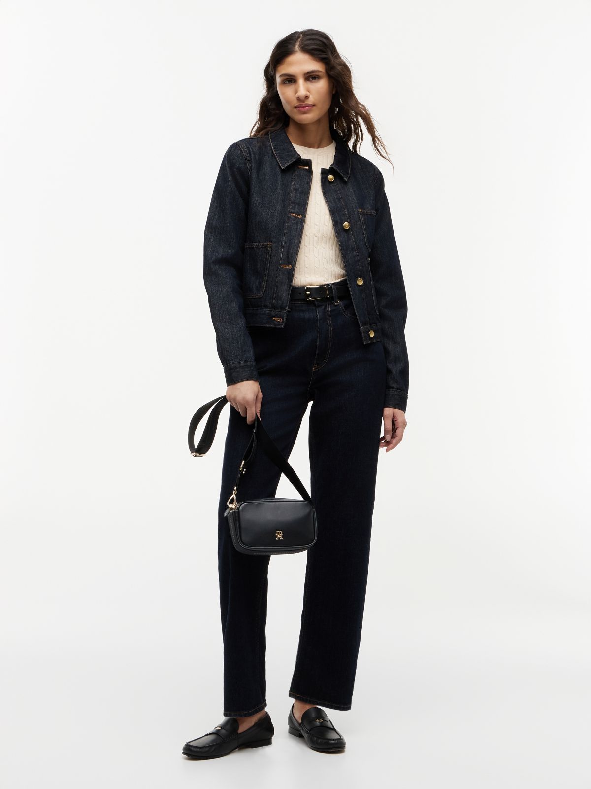 Logo Tape Crossbody Camera Bag — Black