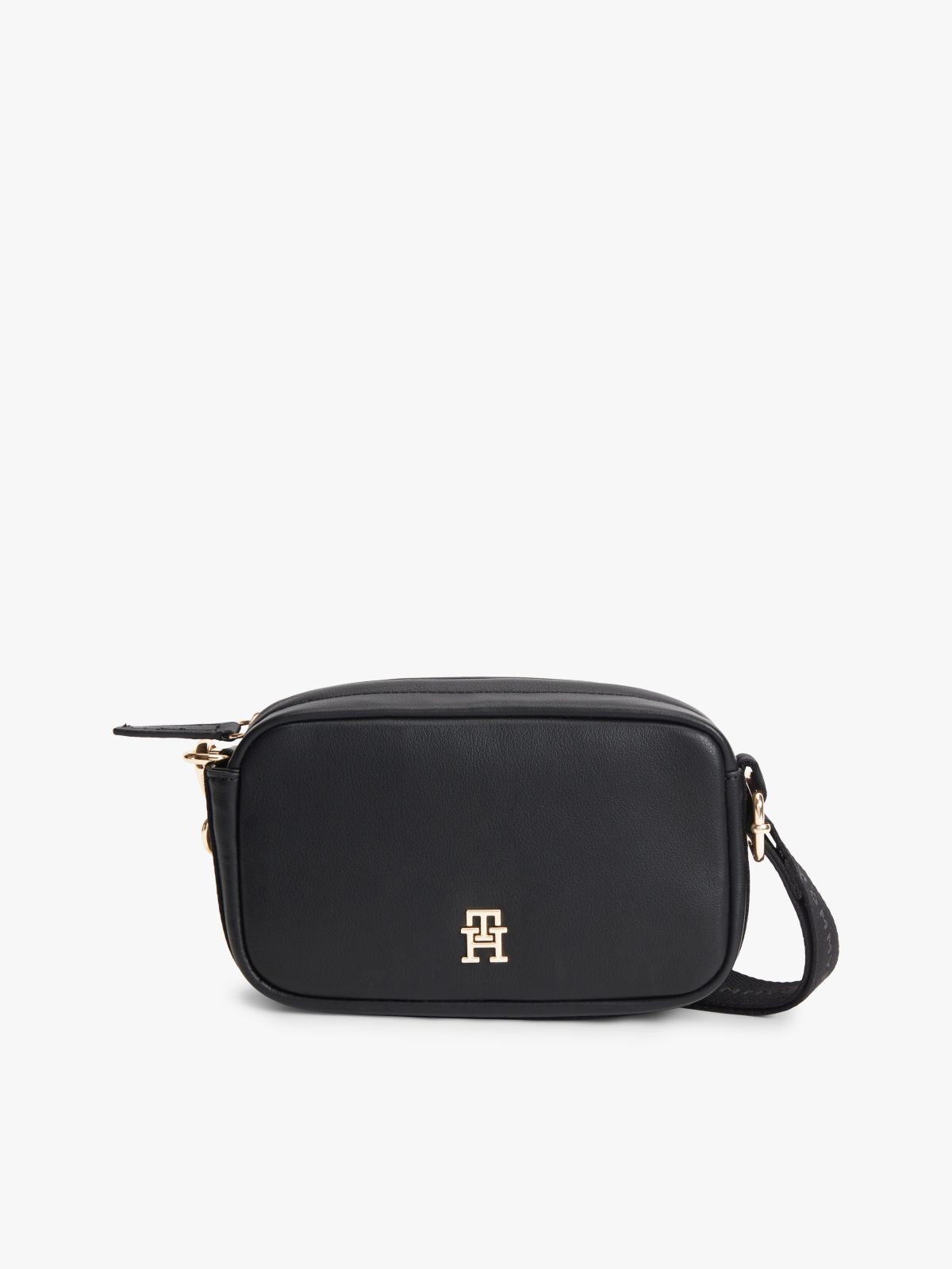 Logo Tape Crossbody Camera Bag — Black