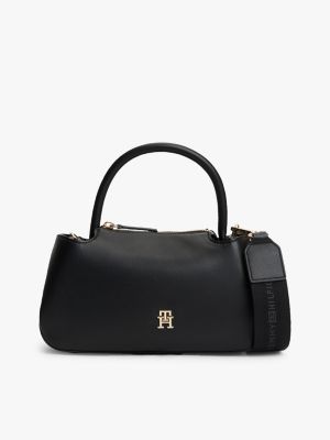 black th monogram repeat logo satchel for women tommy hilfiger