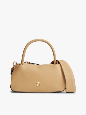 khaki th monogram repeat logo satchel for women tommy hilfiger