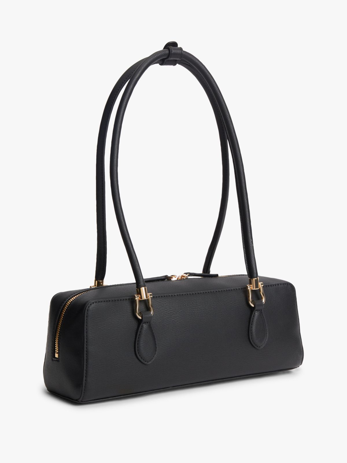 TH Monogram Textured Shoulder Bag — Black
