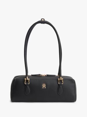 sac épaule texturé à monogramme th black pour femmes tommy hilfiger
