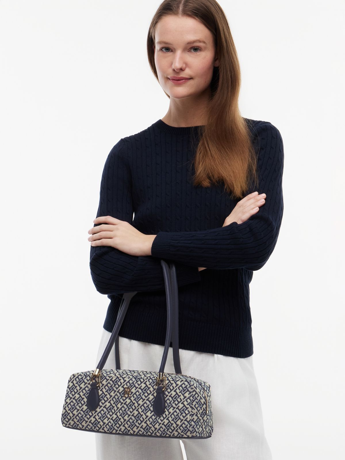 Textile Jacquard Rectangular Shoulder Bag — Multi